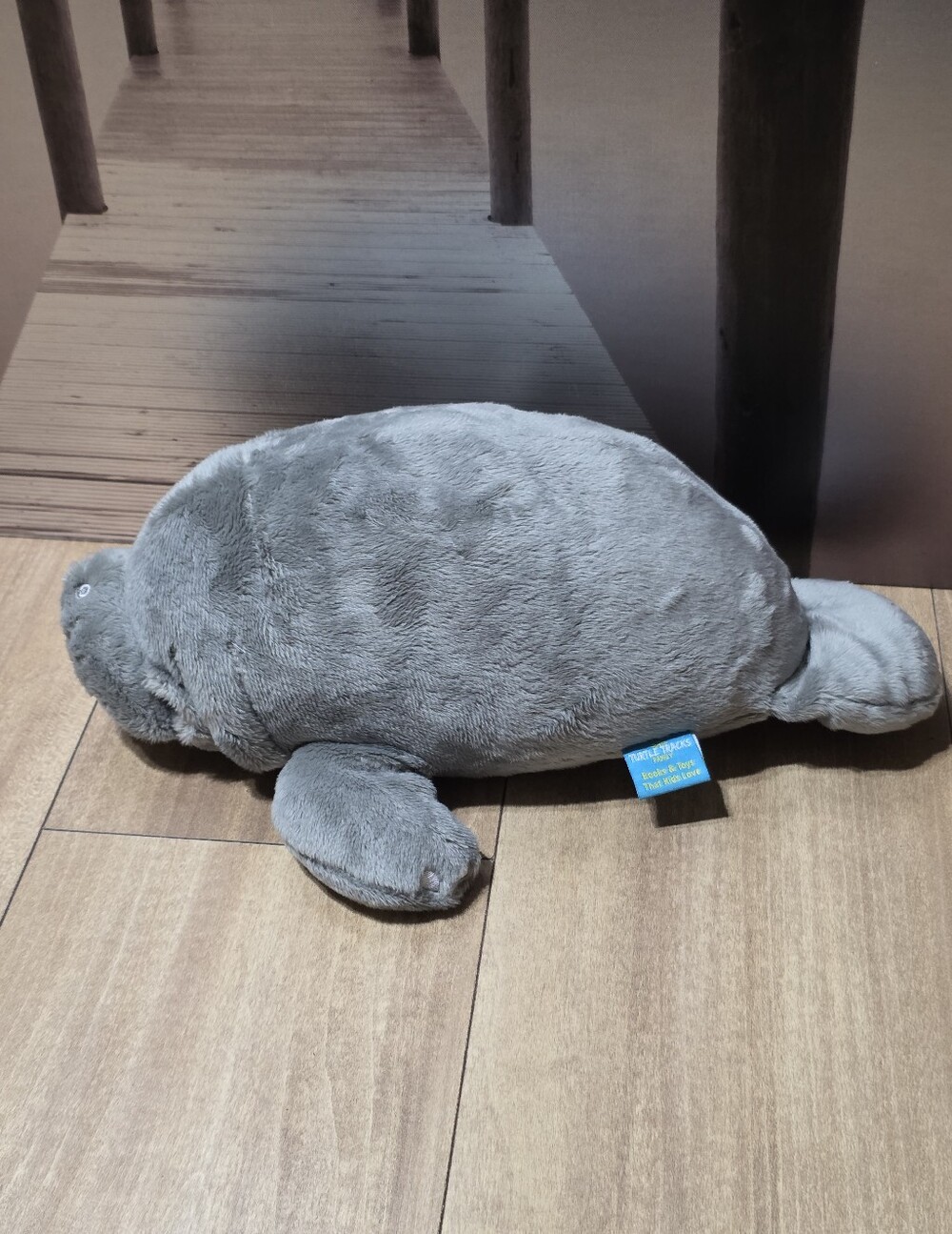 TurtleTracks Family Plush Manatee in Soft Gray
